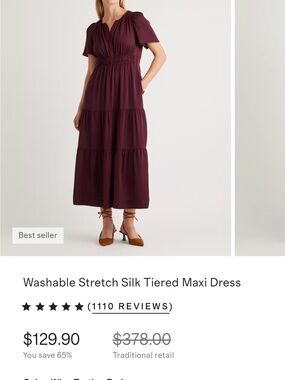 Quince washable Silk Tiered Maxi Dress in Deep Plum